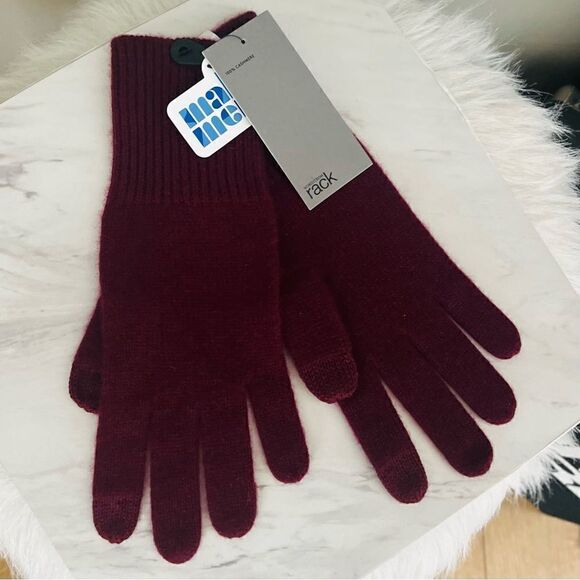NORDSTROM Cashmere Tech Compatible Gloves, 100% Cashmere, Burgundy Luxury, NWT - Picture 8 of 11